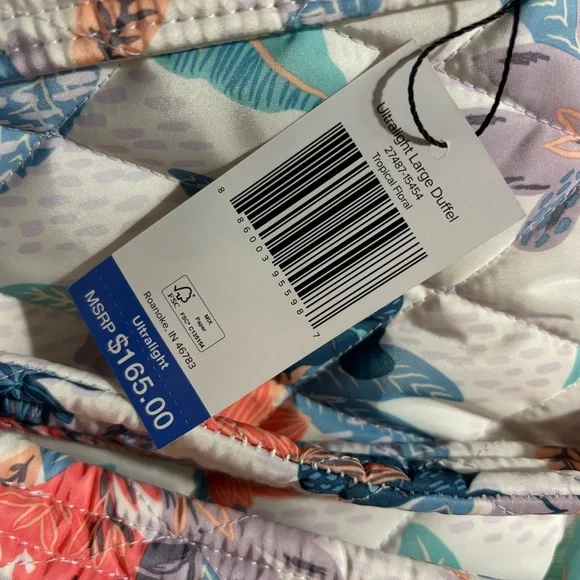 Vera Bradley Botanical Print Travel Bag - Cream and Blue - Picture 5 of 7